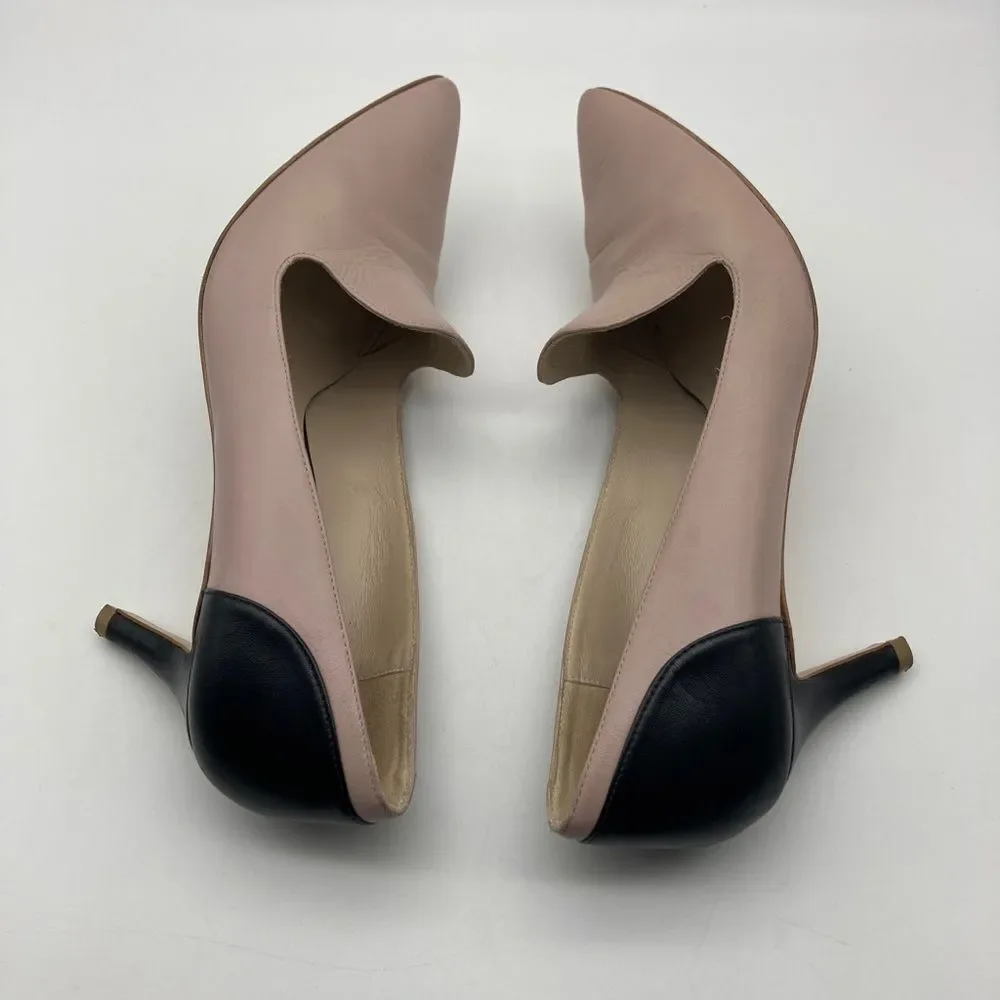 Women’s Pointed Toe Kitten Heel Pumps in Blush and Black